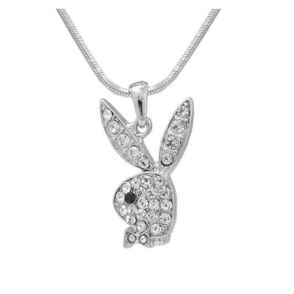 Spinning Daisy Silver plated bunny necklace